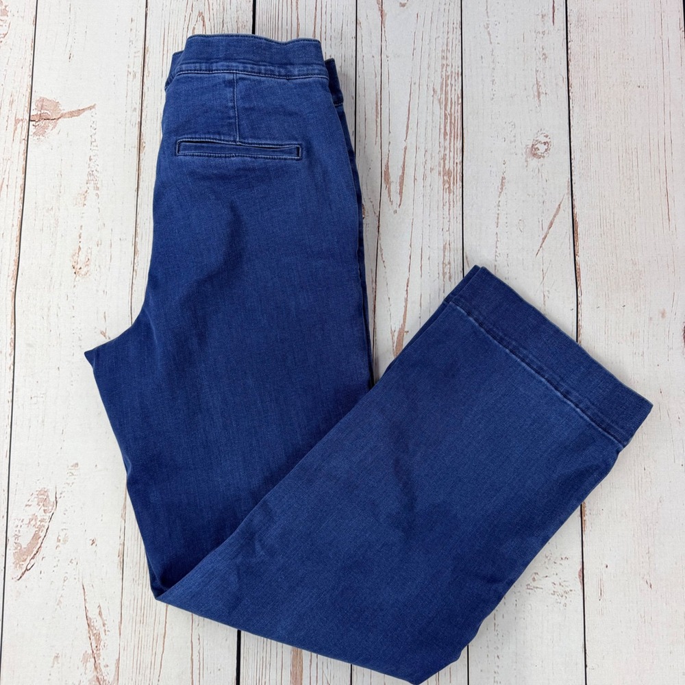 Denim & Co Signature Womens Blue Wide Leg Jeans Size 8 High Rise Stretch Medium